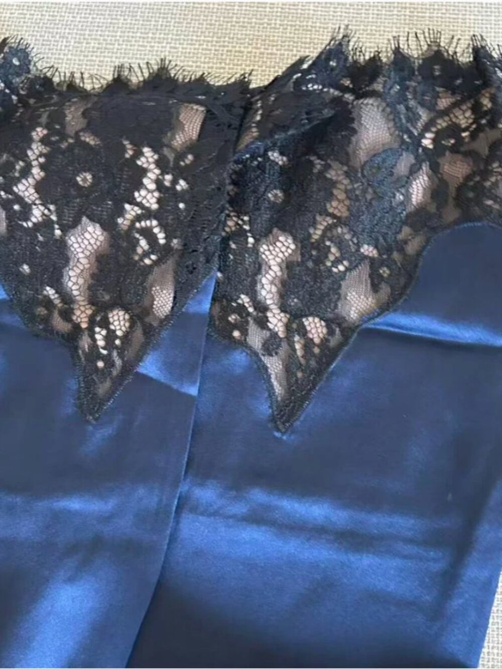 Reformation Jessalyn Silk Mini Dress Small Navy Blue Lace French Party Event - Picture 8 of 12